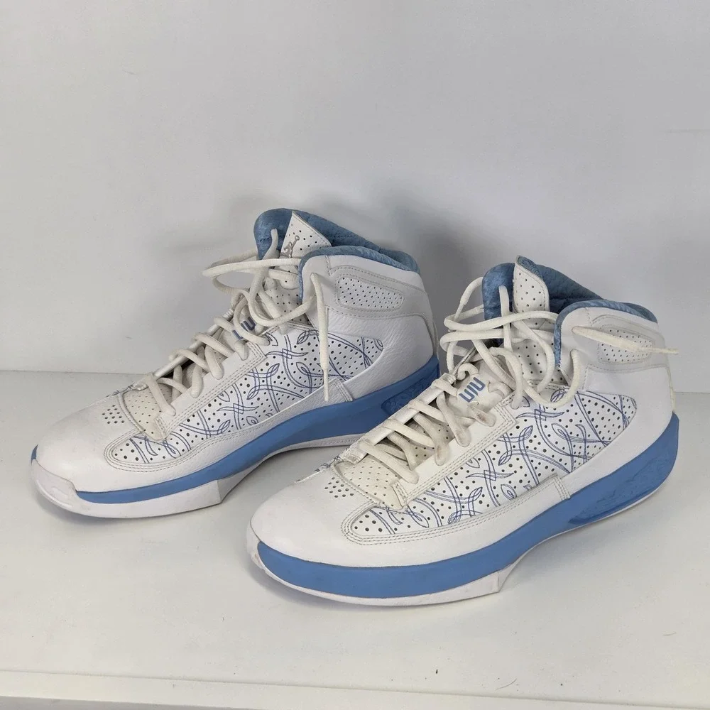 Nike Air Jordan Shoes Mens 10.5 White Blue Icons Basketball Sneakers Classic